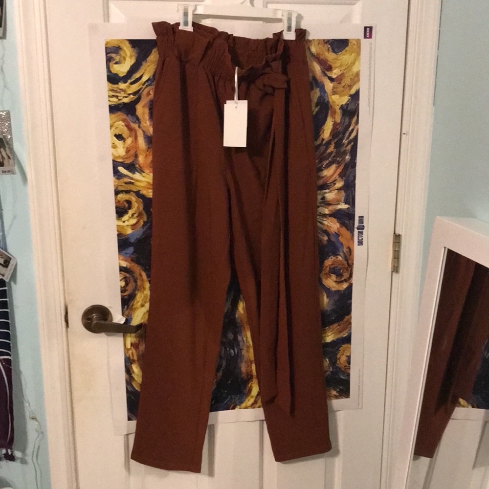 Grace Karin Rust/Burnt Sienna Paperbag Pants